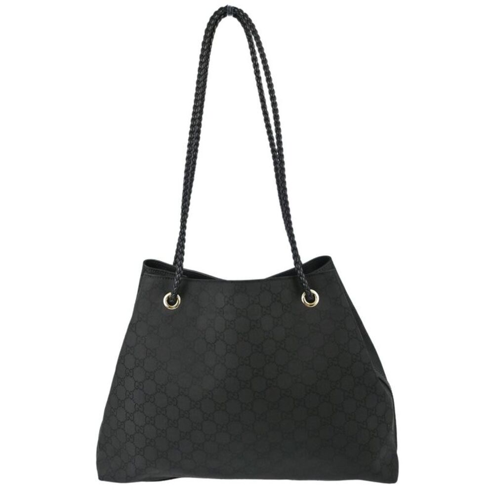 Gucci Vintage Open Shoulder Bag (Outlet) Gg Canvas With Leather Black Canvas
